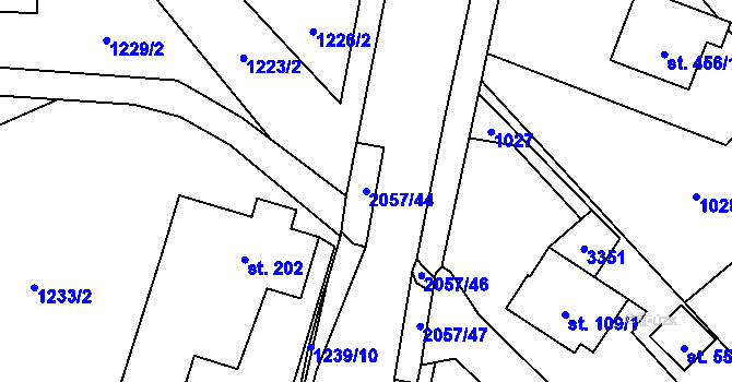 Parcela st. 2057/44 v KÚ Ropice, Katastrální mapa