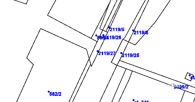 Parcela st. 2119/27 v KÚ Ropice, Katastrální mapa