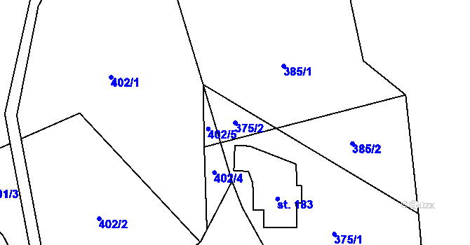Parcela st. 375/2 v KÚ Roprachtice, Katastrální mapa