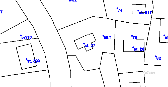 Parcela st. 27 v KÚ Roprachtice, Katastrální mapa