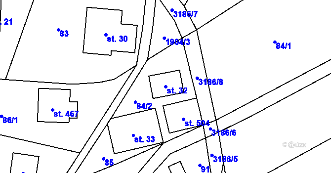 Parcela st. 32 v KÚ Roprachtice, Katastrální mapa