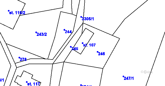 Parcela st. 107 v KÚ Roprachtice, Katastrální mapa