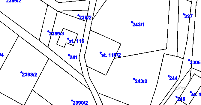 Parcela st. 116/2 v KÚ Roprachtice, Katastrální mapa