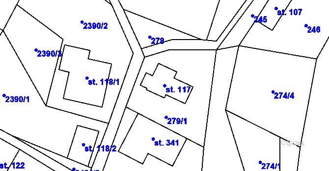 Parcela st. 117 v KÚ Roprachtice, Katastrální mapa