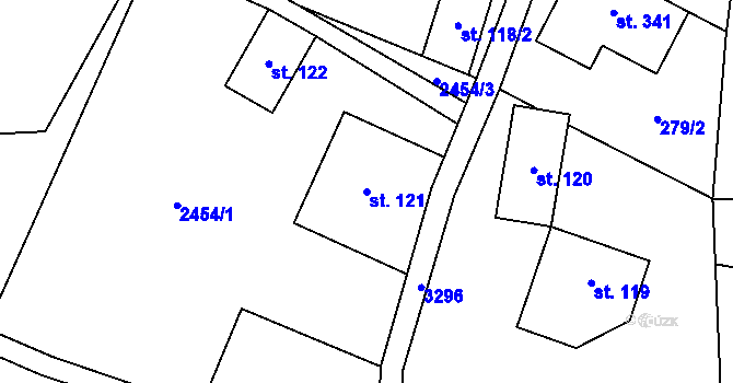 Parcela st. 121 v KÚ Roprachtice, Katastrální mapa