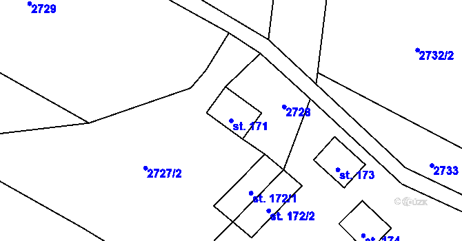 Parcela st. 171 v KÚ Roprachtice, Katastrální mapa