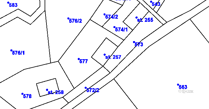 Parcela st. 257 v KÚ Roprachtice, Katastrální mapa