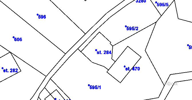 Parcela st. 284 v KÚ Roprachtice, Katastrální mapa