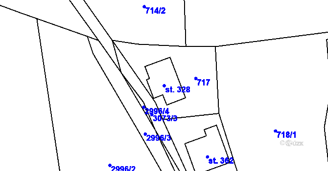Parcela st. 328 v KÚ Roprachtice, Katastrální mapa