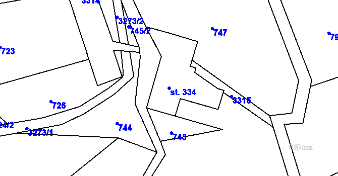 Parcela st. 334 v KÚ Roprachtice, Katastrální mapa