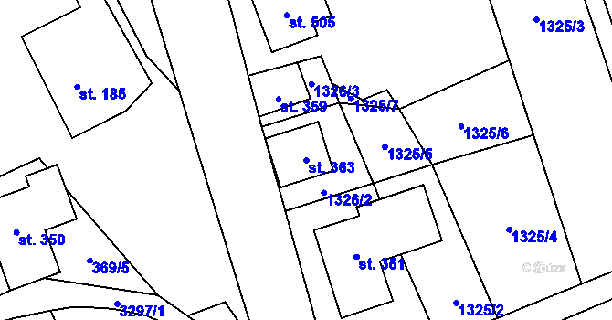 Parcela st. 363 v KÚ Roprachtice, Katastrální mapa