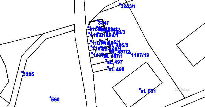 Parcela st. 487/1 v KÚ Roprachtice, Katastrální mapa