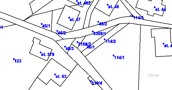 Parcela st. 46/1 v KÚ Roprachtice, Katastrální mapa