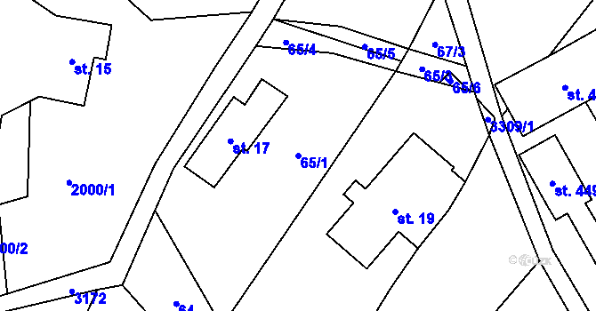 Parcela st. 65/1 v KÚ Roprachtice, Katastrální mapa