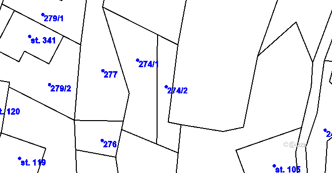 Parcela st. 274/2 v KÚ Roprachtice, Katastrální mapa