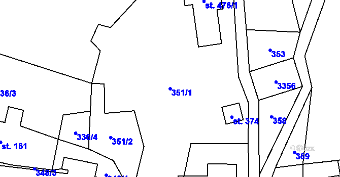 Parcela st. 351/1 v KÚ Roprachtice, Katastrální mapa