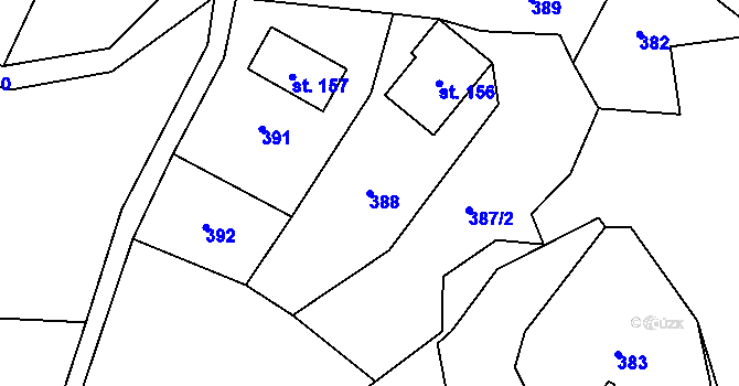 Parcela st. 388 v KÚ Roprachtice, Katastrální mapa