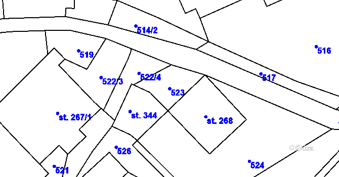 Parcela st. 523 v KÚ Roprachtice, Katastrální mapa