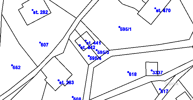 Parcela st. 595/3 v KÚ Roprachtice, Katastrální mapa