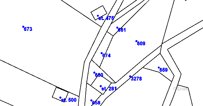 Parcela st. 674 v KÚ Roprachtice, Katastrální mapa