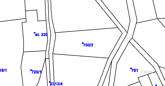 Parcela st. 750/2 v KÚ Roprachtice, Katastrální mapa