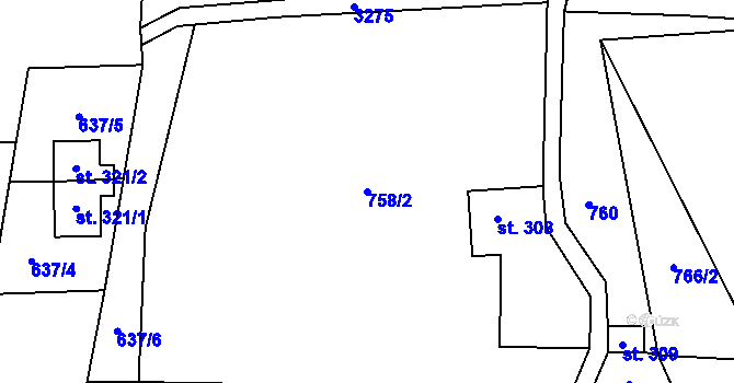 Parcela st. 758/2 v KÚ Roprachtice, Katastrální mapa
