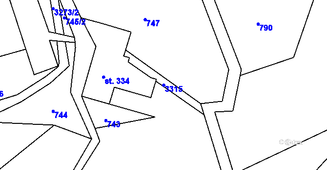 Parcela st. 3315 v KÚ Roprachtice, Katastrální mapa