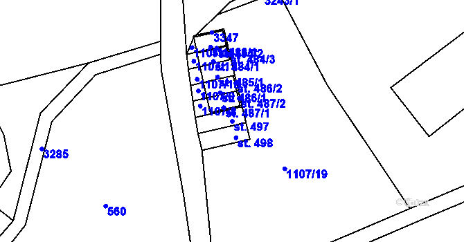 Parcela st. 497 v KÚ Roprachtice, Katastrální mapa