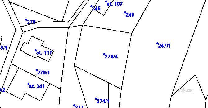 Parcela st. 274/4 v KÚ Roprachtice, Katastrální mapa