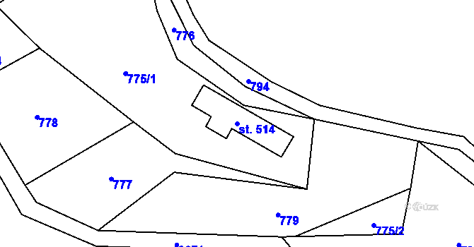 Parcela st. 514 v KÚ Roprachtice, Katastrální mapa
