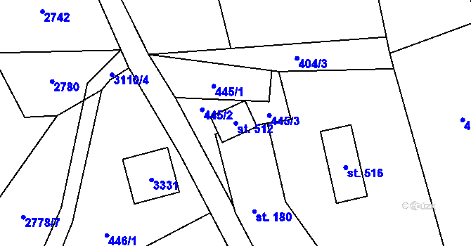 Parcela st. 512 v KÚ Roprachtice, Katastrální mapa
