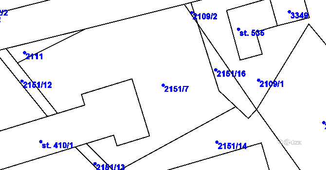 Parcela st. 2151/7 v KÚ Roprachtice, Katastrální mapa