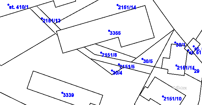 Parcela st. 2151/8 v KÚ Roprachtice, Katastrální mapa