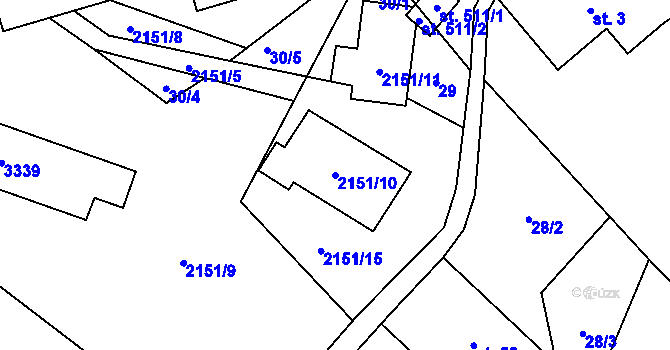 Parcela st. 2151/10 v KÚ Roprachtice, Katastrální mapa