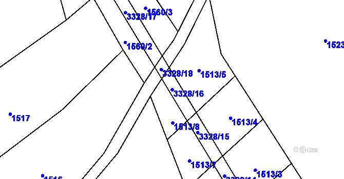 Parcela st. 3328/16 v KÚ Roprachtice, Katastrální mapa