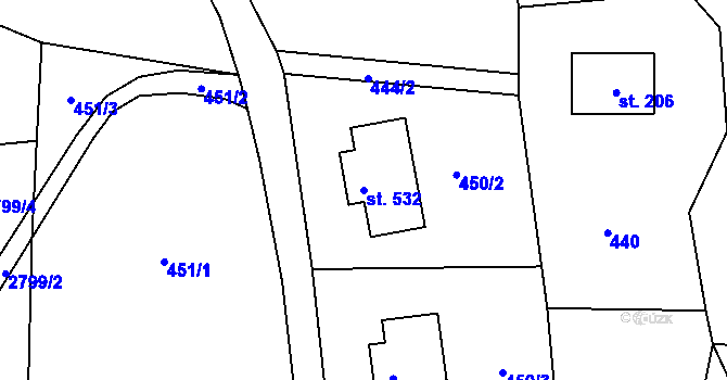 Parcela st. 532 v KÚ Roprachtice, Katastrální mapa