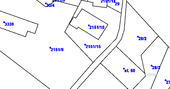 Parcela st. 2151/15 v KÚ Roprachtice, Katastrální mapa
