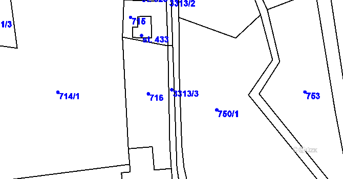 Parcela st. 3313/3 v KÚ Roprachtice, Katastrální mapa