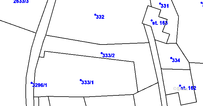 Parcela st. 333/2 v KÚ Roprachtice, Katastrální mapa