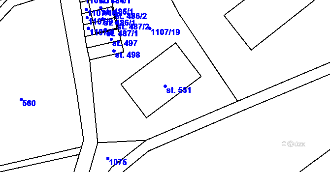 Parcela st. 551 v KÚ Roprachtice, Katastrální mapa