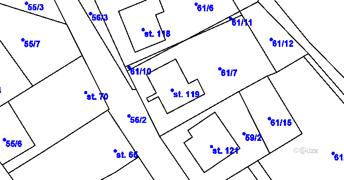 Parcela st. 119 v KÚ Roseč, Katastrální mapa