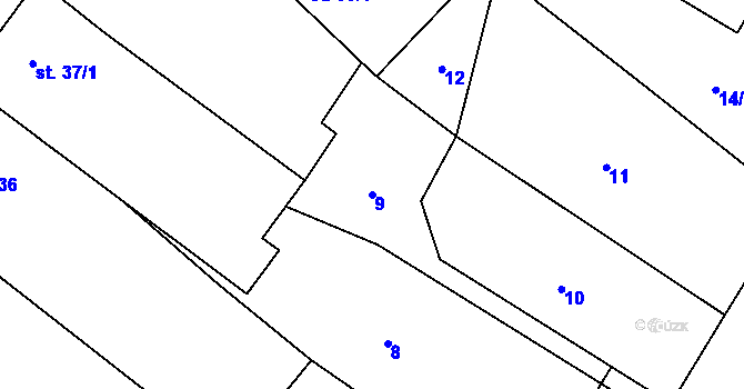Parcela st. 9 v KÚ Roseč, Katastrální mapa