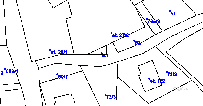 Parcela st. 53 v KÚ Roseč, Katastrální mapa