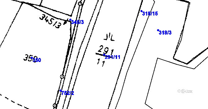 Parcela st. 291/11 v KÚ Roseč, Katastrální mapa