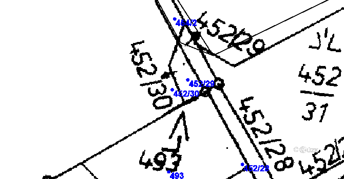 Parcela st. 452/30 v KÚ Roseč, Katastrální mapa