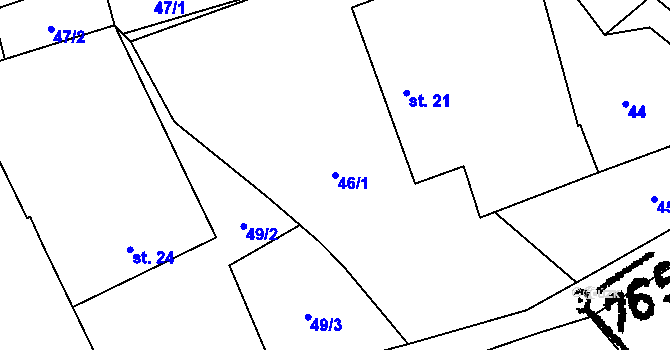 Parcela st. 46/1 v KÚ Roseč, Katastrální mapa