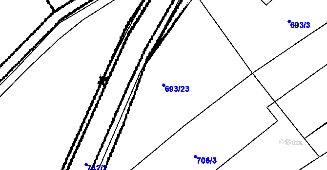 Parcela st. 693/23 v KÚ Roseč, Katastrální mapa