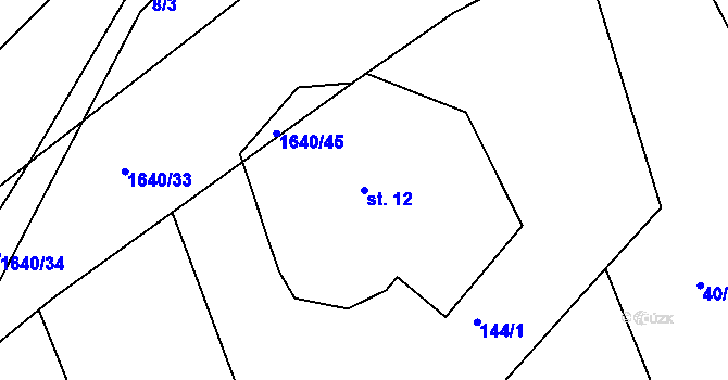 Parcela st. 12 v KÚ Rosice u Chrasti, Katastrální mapa