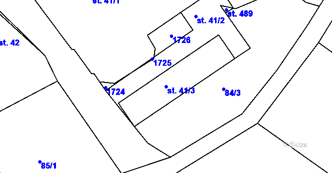 Parcela st. 41/3 v KÚ Rosice u Chrasti, Katastrální mapa