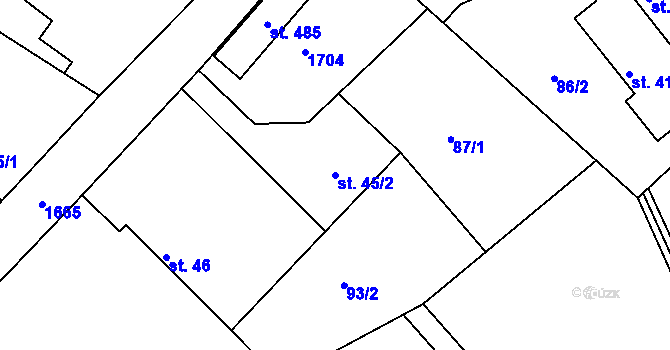 Parcela st. 45/2 v KÚ Rosice u Chrasti, Katastrální mapa